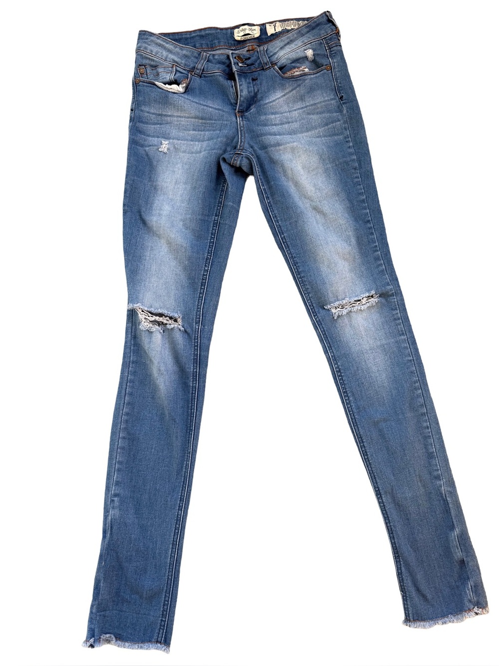 Indigo Rein Women’s Forever Skinny Jeans - Medium Blue Distressed